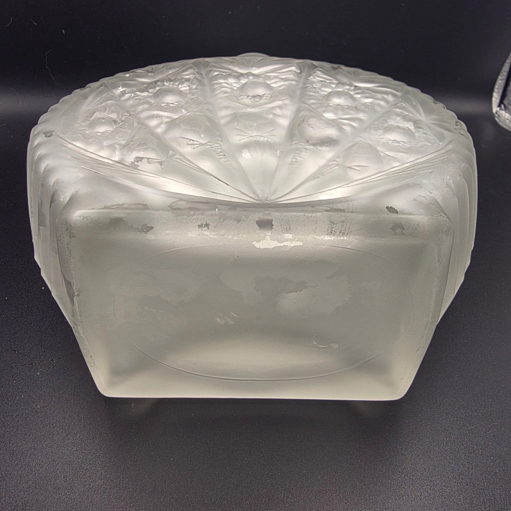 Vintage Frosted Glass Decanter Ruby Red Stopper Clear Art Deco Style GOOD - Picture 3 of 4
